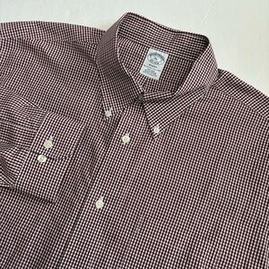 Brooks Brothers Regent Shirt Men’s XL Gingham Check Button Down Red Long Sleeve